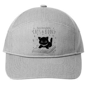 Easily Distracted By Cats And Books Funny Cat & Book Lover 7-Panel Snapback Hat