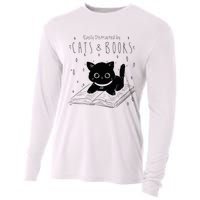 Easily Distracted By Cats And Books Funny Cat & Book Lover Cooling Performance Long Sleeve Crew