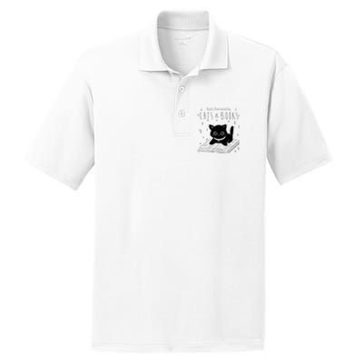 Easily Distracted By Cats And Books Funny Cat & Book Lover PosiCharge RacerMesh Polo