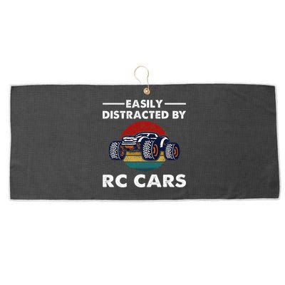 Easily Distracted By RC Cars RC Car Racing Lover Enthusiasts Large Microfiber Waffle Golf Towel