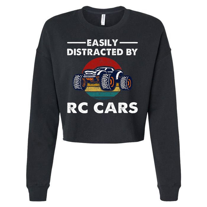 Easily Distracted By RC Cars RC Car Racing Lover Enthusiasts Cropped Pullover Crew