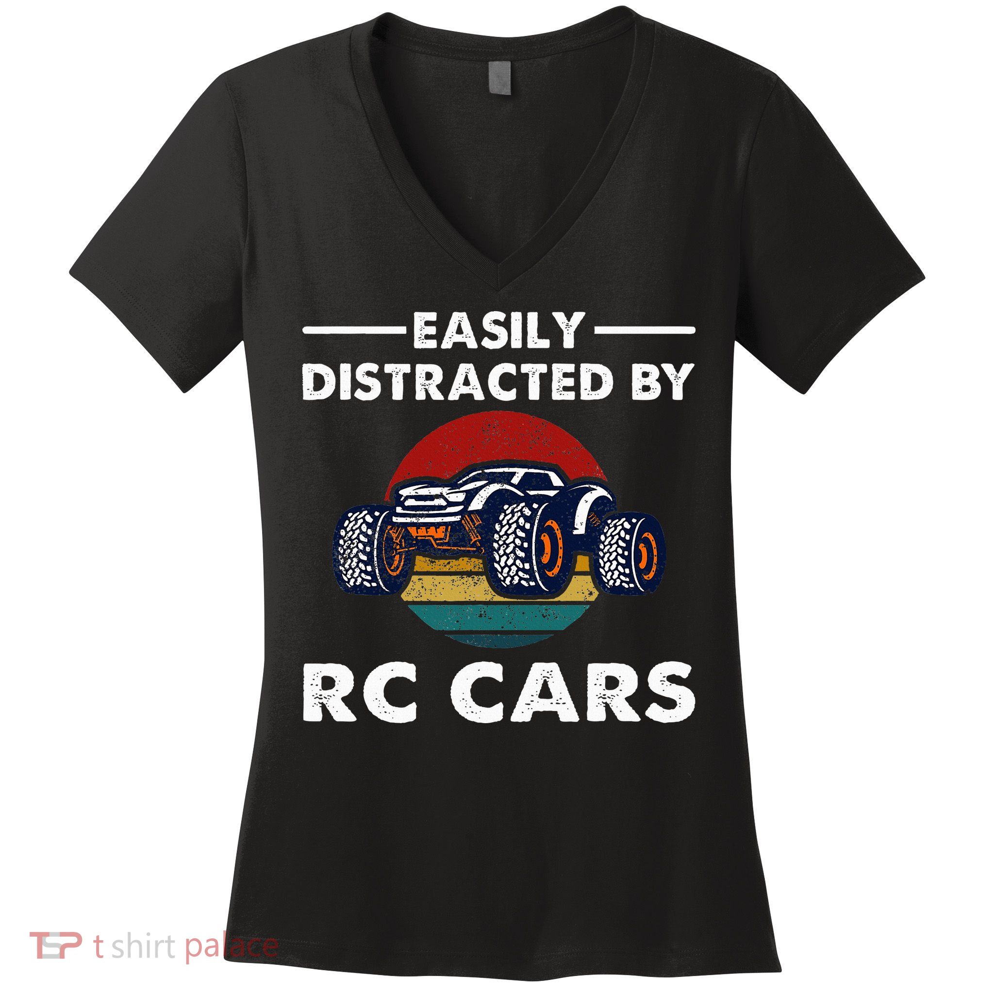 Easily Distracted By RC Cars RC Car Racing Lover Enthusiasts Women's V-Neck T-Shirt