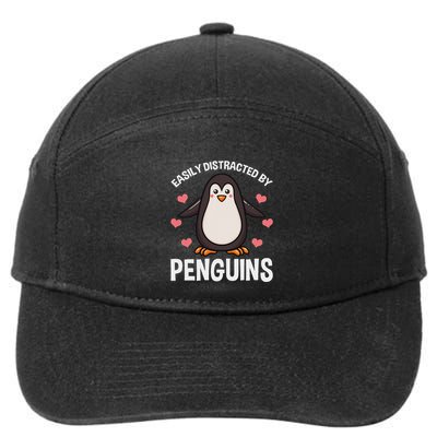 Easily Distracted By Penguins Funny Seabird Animal Lovers 7-Panel Snapback Hat