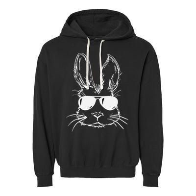 Easter Day Bunny Face With Sunglasses Easter Garment-Dyed Fleece Hoodie