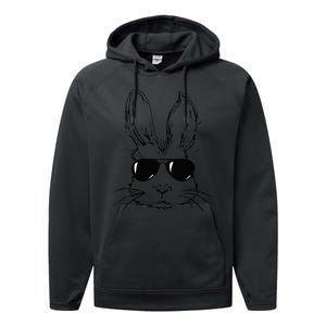 Easter Day Bunny Face With Sunglasses Easter Performance Fleece Hoodie