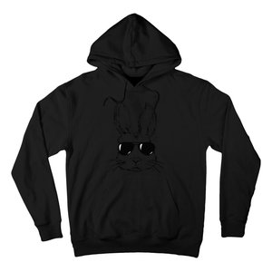 Easter Day Bunny Face With Sunglasses Easter Hoodie