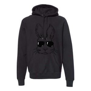 Easter Day Bunny Face With Sunglasses Easter Premium Hoodie