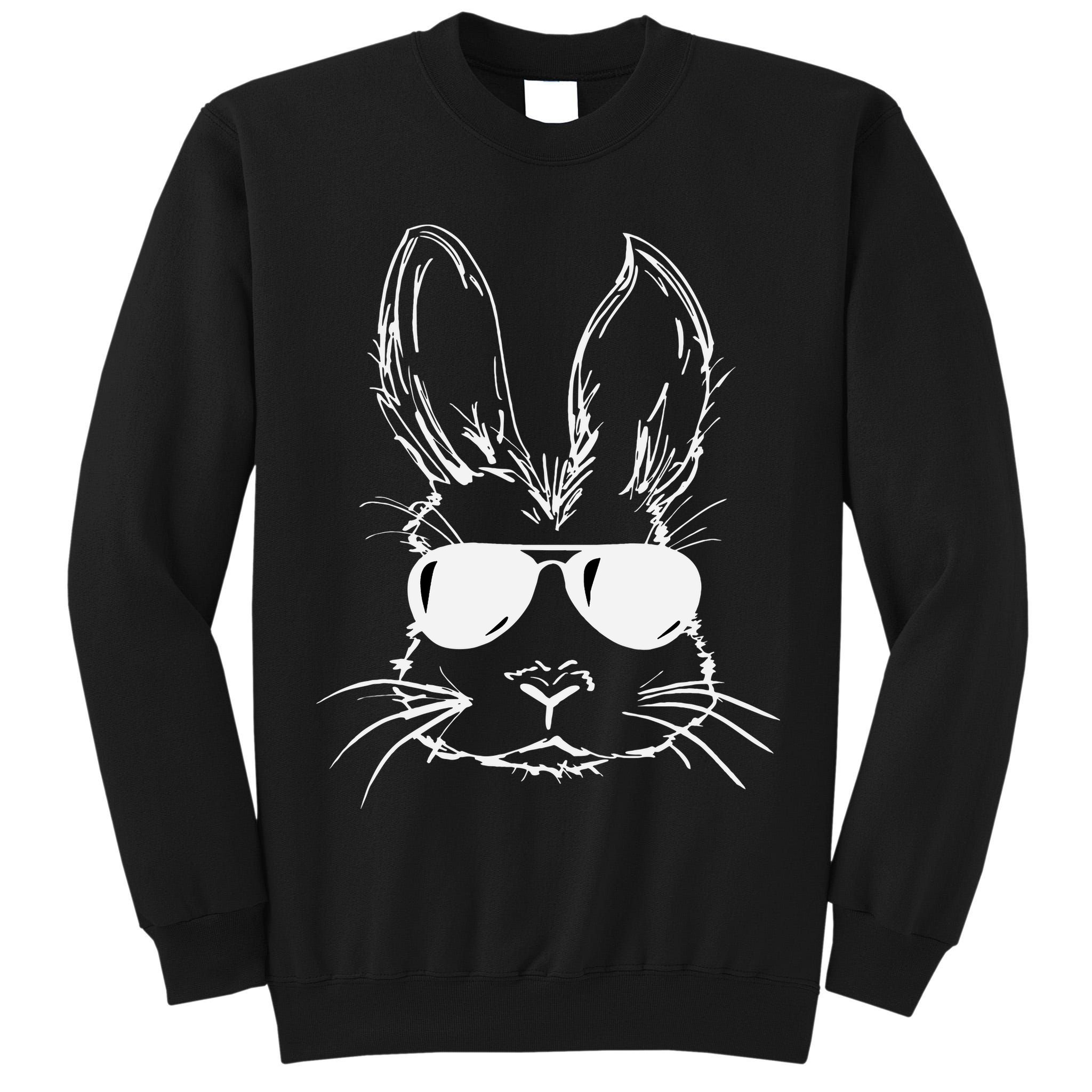 Easter Day Bunny Face With Sunglasses Easter Tall Sweatshirt