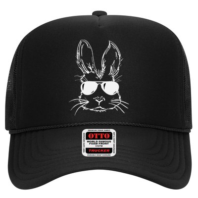 Easter Day Bunny Face With Sunglasses Easter Trucker Hat
