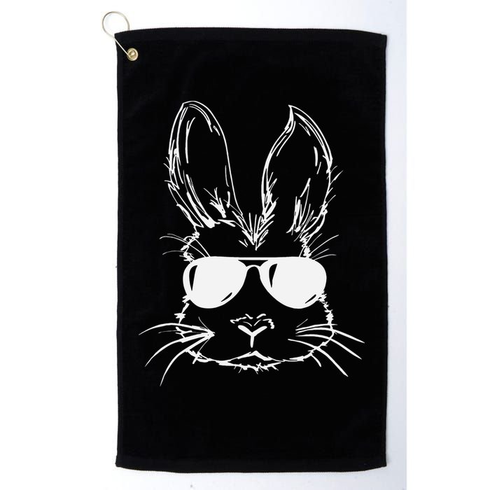 Easter Day Bunny Face With Sunglasses Easter Golf Towel