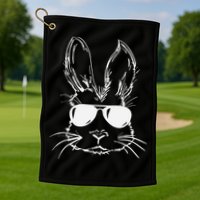 Easter Day Bunny Face With Sunglasses Easter Golf Towel