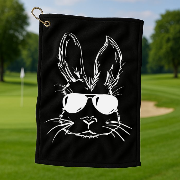 Easter Day Bunny Face With Sunglasses Easter Golf Towel