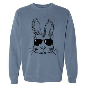 Easter Day Bunny Face With Sunglasses Easter Garment-Dyed Sweatshirt