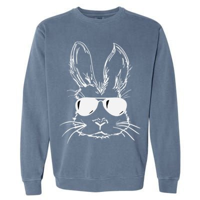 Easter Day Bunny Face With Sunglasses Easter Garment-Dyed Sweatshirt