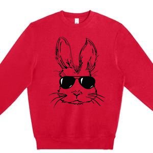 Easter Day Bunny Face With Sunglasses Easter Premium Crewneck Sweatshirt