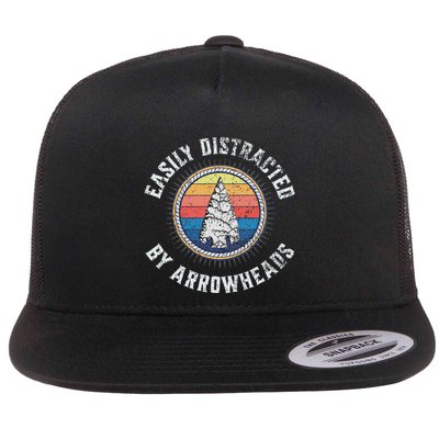 Easily Distracted By Arrowheads Enthusiast Flat Bill Trucker Hat