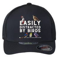 Easily Distracted By Birds Funny Bird Lover Birdwatching Flexfit Unipanel Trucker Cap