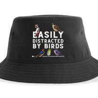 Easily Distracted By Birds Funny Bird Lover Birdwatching Sustainable Bucket Hat