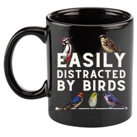 Easily Distracted By Birds Funny Bird Lover Birdwatching 11oz C Handle Ceramic Mug