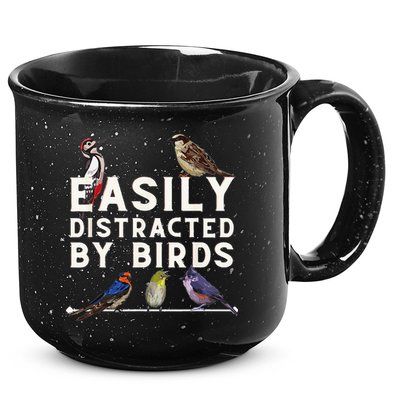 Easily Distracted By Birds Funny Bird Lover Birdwatching 15oz Campfire Ceramic Mug