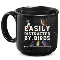 Easily Distracted By Birds Funny Bird Lover Birdwatching 15oz Campfire Ceramic Mug