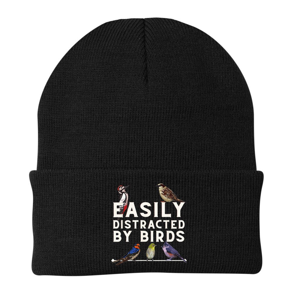 Easily Distracted By Birds Funny Bird Lover Birdwatching Beanie