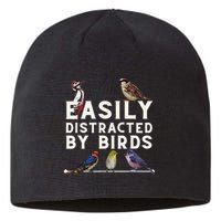 Easily Distracted By Birds Funny Bird Lover Birdwatching Sustainable Beanie
