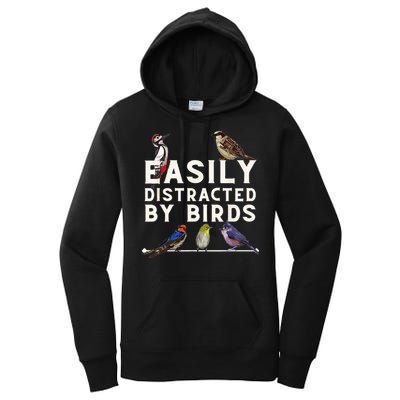 Easily Distracted By Birds Funny Bird Lover Birdwatching Women's Pullover Hoodie