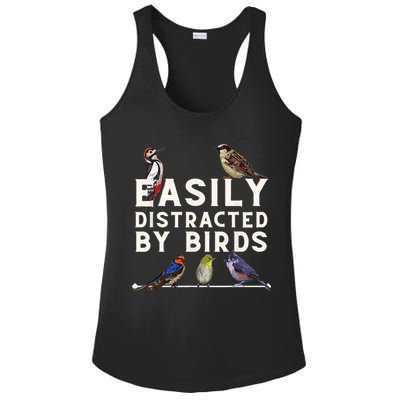 Easily Distracted By Birds Funny Bird Lover Birdwatching Ladies PosiCharge Competitor Racerback Tank