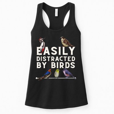 Easily Distracted By Birds Funny Bird Lover Birdwatching Womens Tank Top