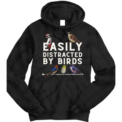 Easily Distracted By Birds Funny Bird Lover Birdwatching Tie Dye Hoodie