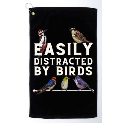 Easily Distracted By Birds Funny Bird Lover Birdwatching Golf Towel