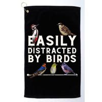 Easily Distracted By Birds Funny Bird Lover Birdwatching Golf Towel