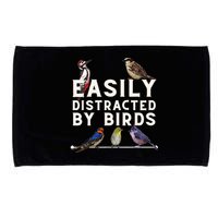 Easily Distracted By Birds Funny Bird Lover Birdwatching Microfiber Hand Towel