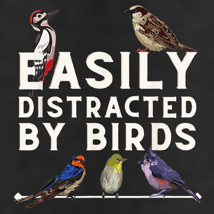 Easily Distracted By Birds Funny Bird Lover Birdwatching Microfiber Hand Towel
