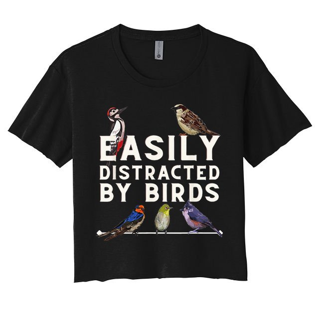 Easily Distracted By Birds Funny Bird Lover Birdwatching Crop Top