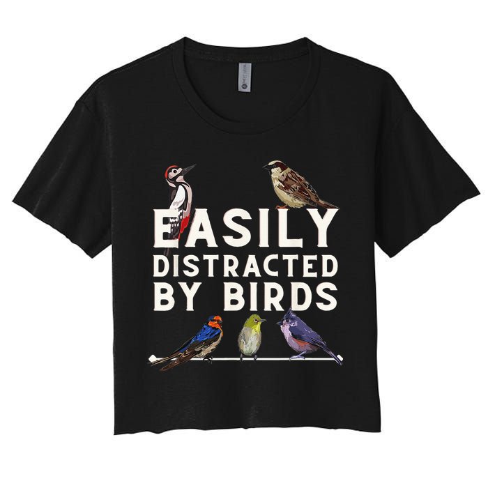 Easily Distracted By Birds Funny Bird Lover Birdwatching Crop Top