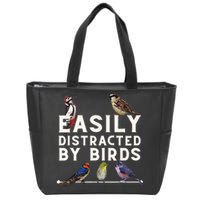 Easily Distracted By Birds Funny Bird Lover Birdwatching Zip Tote Bag