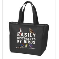 Easily Distracted By Birds Funny Bird Lover Birdwatching Zip Tote Bag