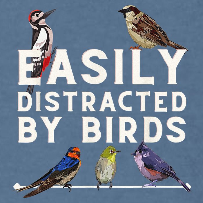 Easily Distracted By Birds Funny Bird Lover Birdwatching Garment-Dyed Sweatshirt
