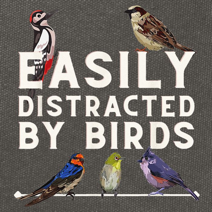 Easily Distracted By Birds Funny Bird Lover Birdwatching Cotton Canvas Backpack