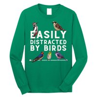 Easily Distracted By Birds Funny Bird Lover Birdwatching Long Sleeve Shirt