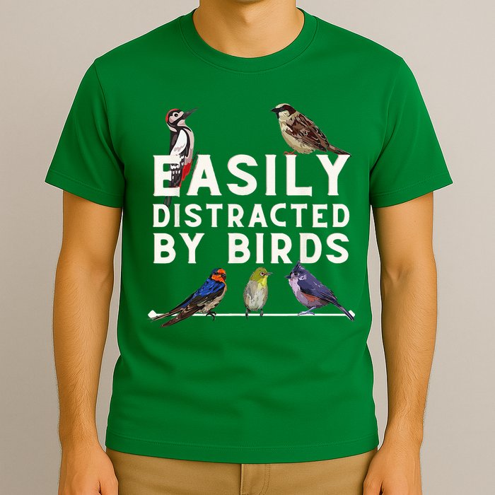 Easily Distracted By Birds Funny Bird Lover Birdwatching T-Shirt