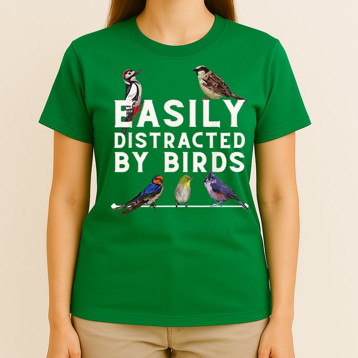 Easily Distracted By Birds Funny Bird Lover Birdwatching T-Shirt