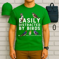 Easily Distracted By Birds Funny Bird Lover Birdwatching T-Shirt