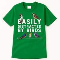 Easily Distracted By Birds Funny Bird Lover Birdwatching Tall T-Shirt