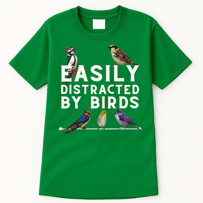 Easily Distracted By Birds Funny Bird Lover Birdwatching Tall T-Shirt