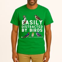 Easily Distracted By Birds Funny Bird Lover Birdwatching Tall T-Shirt