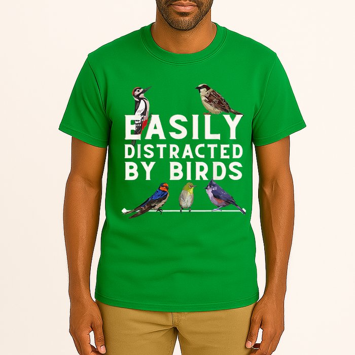 Easily Distracted By Birds Funny Bird Lover Birdwatching Tall T-Shirt