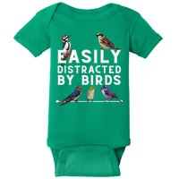 Easily Distracted By Birds Funny Bird Lover Birdwatching Baby Bodysuit